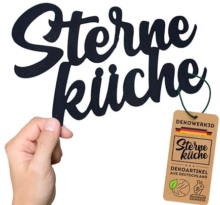 Sterneküche Schild - Küche Deko Schriftzug & Wanddekoration - Wand Dekoration - Türschild - Wanddeko - Wandschild Spruch - Schrift - Sterne-Küche - Aufkleber - Wandschrift aus Kunststoff (M)