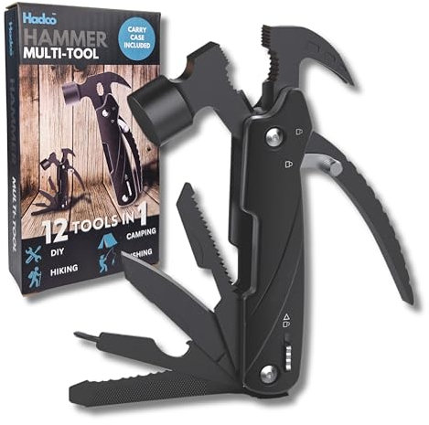 The Hadco 12-in-1 Hammer Multi-Tool is A Versatile and Compact Solution for All Your Home Improvement Needs. Perfect for Fathers Day Or Birthday. Gifts for Men. Gifts for Him.