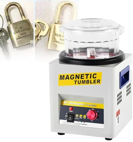 XIXIPIN Magnetic Tumbler Jewelry Polisher,Magnetic Polisher,Polishing Barrel & 200g Burnishing Pins for Jewelry,Automatic Forward And Reverse Rotation