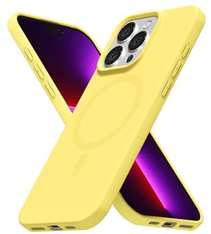 LoeoeL for iPhone 13 Pro Case Silicone Mag Safe, Compatible with Magsafe Ultra Slim Thin Magnetic Phone Case for Women Girls, Soft Rubber Gel Matte TPU Solid Color Minimalist Cover, Yellow