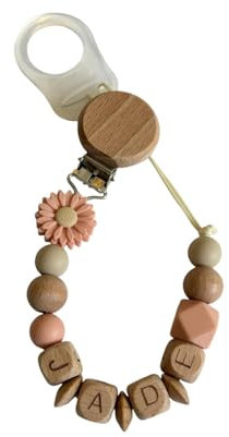 Attache-tétine personnalisée avec prénom, Attache-tétine unique et personnalisée, Attache-tétine en perles personnalisées, Attache-tétine gravée à personnaliser, Attache-tétine bébé personnalisée