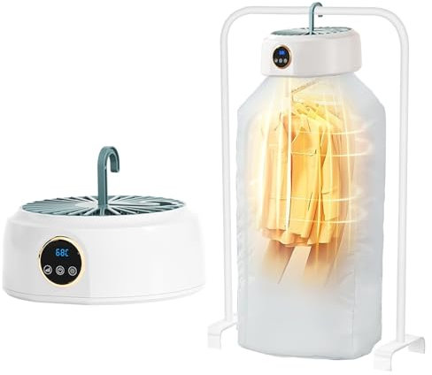 Tragbarer Wäschetrockner,600W Elektrisch Trockner Mini Wärmepumpentrockner mit 1-8H Timing,Kompakte Faltbare Wäschetrockner für Camping,Reisen