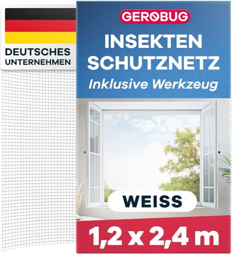 GEROBUG Moustiquaire Fenêtre Sans Perçage 120x240cm, Blanc - Moustiquaire Fenêtre Auto-Agrippante - Moustiquaire pour Fenêtre Découpable - Protection Anti-Insectes Efficace