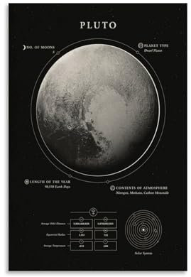 HMNANGDE Pluto Poster Dekorative Malerei Leinwand Wandkunst Wohnzimmer Poster Schlafzimmer Malerei,Wandkunst Bilddruck Moderne Familienzimmer Dekor 12x18inch(30x45cm)
