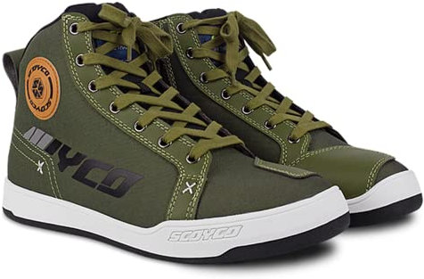 Scoyco Stivali da moto strada equitazione scarpe outdoor trekking escursionismo scarpe da lavoro per uomini Powersport antiscivolo scarpe, verde, 42 EU