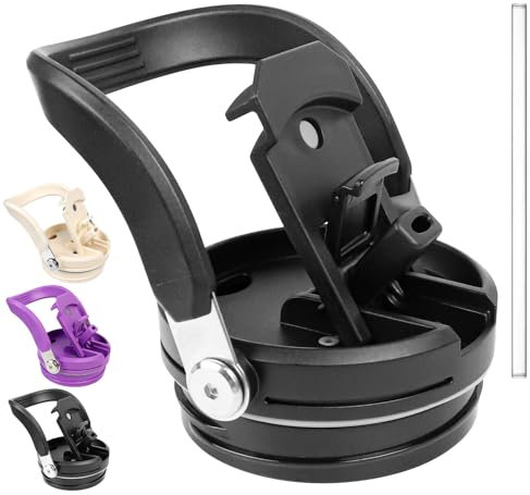 Tapa de Repuesto Stanley Cup con Paja y Asa, Reutilizables Stanley Accesorios Tapa, Tapa para Vaso Stanley Cup 40 oz de Repuesto, Tapa Vaso Reutilizable a Prueba de Fugas y a Prueba de Polvo, Negro