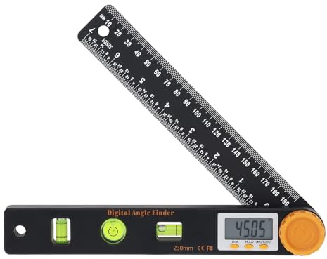 Smgda Digital Angle Finder, 200mm/7 Inch Digital Angle Ruler Protractor with LCD Display & Spirit Levels, 360 Degree Digital Angle Measurement Tool for Measuring/Woodworking/Construction