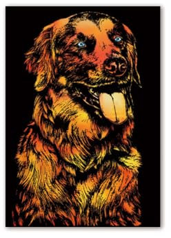 Kratzbilder Erwachsene Magic Rainbow Kratzpapier Kunstkartons Animal Series Scratchboard für Kinder Kratzbilder DIY Bastelsets,Schwarzes Scratch Art Papier Kratzpapier DIY Crafts Decor,40 * 28cm Hund