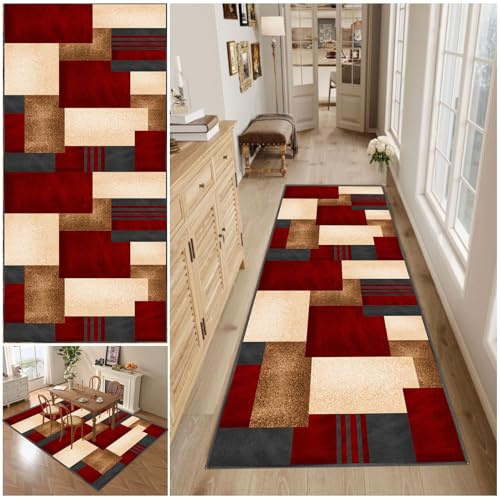 Rug Runners for Hallways, Non Slip Extra Long Carpet Runners, Water Absorbent Kitchen Carpets, Door Mat, 120 x 400 cm Low Pile Hall Floor Carpet, for Entryway, Laundry Room, Bedroom, Living Room