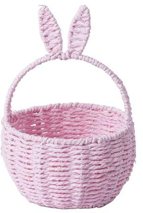Osterkörbchen Mit Henkel, Kinder Osternest Korb, Oster Geschenktüten, Ostertüten Aufbewahrung Ostergeschenke Ostern Eier Süssigkeit Plätzchen, Handgeflochtenerb Kleiner Weidenkorb mit Henkel (Rosa)