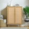 Skokliz Küchenschrank, Sideboard mit 2 Türen, Rattan-Einsätzen, Buffetschrank für Küche Aufbewahrungsschrank Möbel, Wohnzimmer, Esszimmer, Flur, Holz, Landhausstil