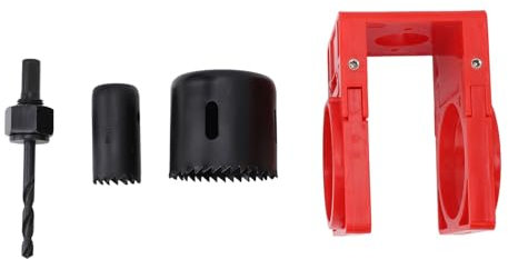 Yuecoom Lock Installation Kit Carbon Steel Guide Template Hole Saw for Wood Doors Deadbolts (Red)