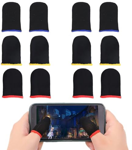 DHJWDUX 6 Paia Finger Sleeves Guanti per Pollici da Gaming Guanti da Gaming di Accessori da Gioco con Dita Resistenti al Sudore per Tutti I Giochi E I Dispositivi Mobili Nero