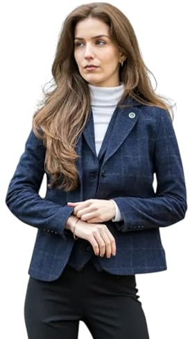 Women's 2 Piece Set Tweed Blazer Waistcoat Herringbone Check