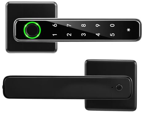 Agrdeed Smart Door Lock, 6 in 1 Smart Fingerprint Door Lock with Fingerprint/IC Cards/Password/Backup Keys/Bluetooth Keyless Entry Door Locks for Front Door Bedroom Office Hotel