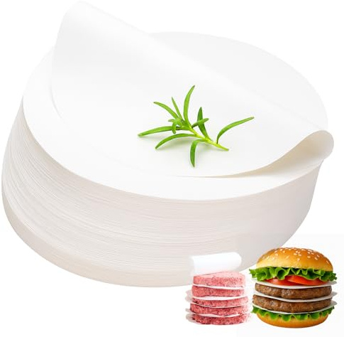 Hugwish 1000pcs Burger Paper Sheets Round 13cm, Discs for Smash Burger Press Maker, Burger Wax Paper Sheets Greaseproof (1000, 13cm)