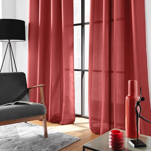 Douceur d'Intérieur, Ösenvorhang, 140 x 260 cm, Granatapfel, Polyester, einfarbig