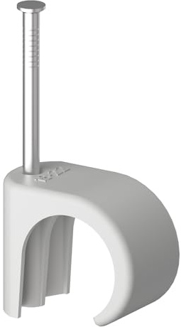 Temolink Kabelschellen, 50 Stück Nagelschellen, 18-22 mm, 304 Edelstahl, Kabelmanagement für Telefon und Ethernetkabel, Stromkabel, Rohr, Grau