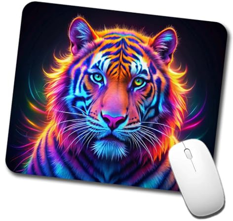 Spritzwassergeschützt Mauspads Neon Tiger Schreibtischunterlage Computer-Mauspads 25x30cm für Laptops,Tastatur,Büro