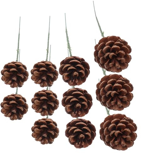 GLEAVI 30 Stück Teiliges Natürliche Tannenzapfen mit Eisenstielen Rustikale Weihnachtsdeko für Kränze Tischarrangements Vase Langlebige Stabile Farmhouse-Dekoration für Festliche