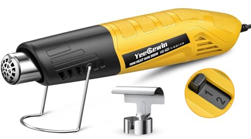 Yeegewin Heat Gun Dual Temp 249°C-455°C, 380W Fast Heat Mini Hot Air Gun | Mini Heat Guns for 3D printing with Overload Protection Reflector Nozzle, 1.5m Cable for Shrink Wrap, Crafts, Epoxy Resin