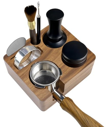 Itoyx Kaffee Tamperstation 58 mm, Espresso Tamper Station, Massivholz Braun Barista-Werkzeug & Kaffeenzubehör-Organizer, 6,5 x 5,9 x 2,8 Zoll