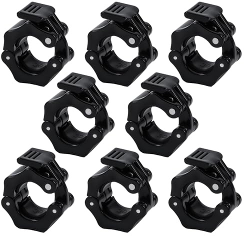 Vexnaro 8 Stück Hantelverschlüsse, 30mm Langhantel Klemmen, Hantel Schnellverschluss, Langhantel Clips, Hantelstange Klammer, für Kraftsport, Workout Gewichtheben, Fitness, Gym (Schwarz*8)