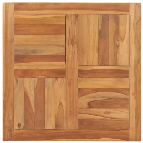 CIOURSTO Dessus de Table Basse de Jardin, Bureau de Salle à Manger Extérieur en Bois de Teck avec Plateau en Parquet, Table de Patio Marron pour Jardin, Terrasse et Bord de Piscine (70 x 70 cm)