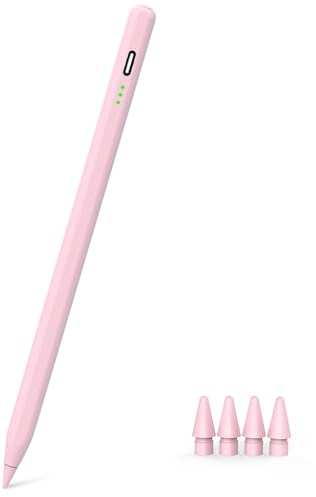 Penna rosa per iPad 2018-2026, rifiuto palmo, inclinazione, ricarica rapida | Compatibile iPad gen 6–11 (A16), iPad mini 5/6/7, iPad Air 3–6 (M2/M4), iPad Pro 11/12,9 gen1–6, iPad Pro M4 11 e 13 pollici