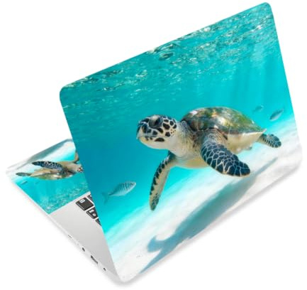 CRAFTYMELODY Laptop Haut Aufkleber Abziehbild Meeresschildkröte PVC Vinyl Aufkleber Notebook PC Beschützer Wasserdicht Kratz Beständig Laptop Haut Ozean Thema
