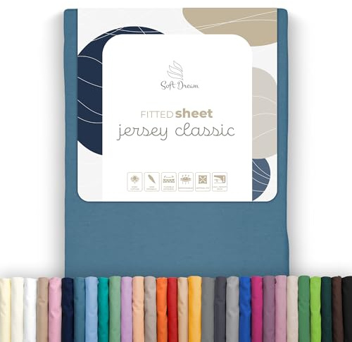 Soft Dream Spannbettlaken 200x200 cm Baumwolle Jersey | Petrol | Steghöhe 30 cm | 150 g/m² | gekämmte Baumwolle | OEKO-TEX Standard 100