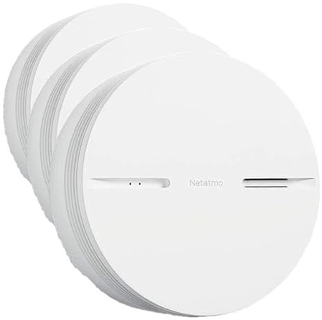 Netatmo Smarter Rauchmelder, 10-Jahres-Batterie, Selbsttest-Funktion, 85-dB-Alarm, Eigenständiges Gerät, EN14604 Zertifizierter, NSA-DE (Packung mit 3)