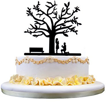 zhongfei Proposta Sposa e Sposo Torta Toppers Ciliegio Fiore Albero Torta Nuziale Topper