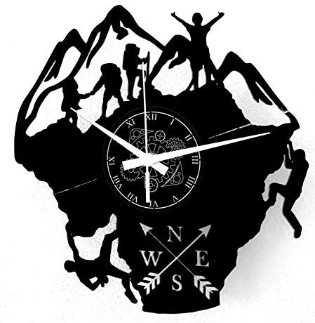 Instant Karma Clocks | Bergsteiger WandUhr mit Kletterer-Motiv – Wanddeko für Outdoor-Fans & Abenteurer | Geräuschlosem Quarzwerk | Geschenkidee für Küche, Schlafzimmer, Wohnzimmer