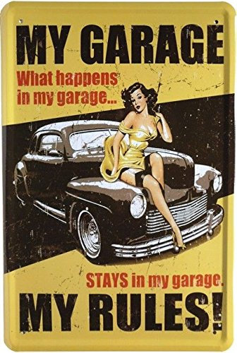 Blechschild 20x30 cm My Garage my Rules Werksatt Schild Pin up Girl Metall Schild FA0367