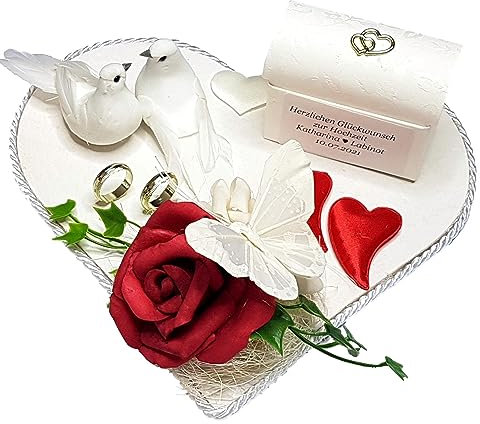 Geldgeschenk Verpackung Hochzeit Flitterwochen Hochzeitsgeschenk rot weiße Taube Geld verschenken