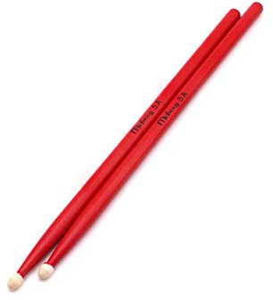 WANDIC Baguettes de batterie rouges classiques et légères avec olives en bois d'érable - Accessoires de percussion pour étudiants, adultes, débutants