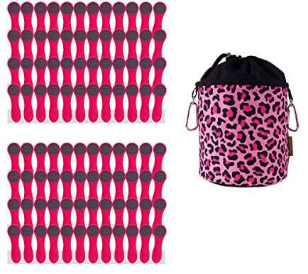 Pinzas para Colgar la Ropa - Tacto Suave y Extremos Blandos - Rosa - 96 Unidades + Bolsa en Rosa