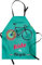 ABAKUHAUS Jahrgang Kochschürze, Hipster Stil Ride My Bicycle Beschriftung Farbenfrohe Illustration Muster, Höhenverstellbar Klare Farben ohne verblassen, Schwarz Aqua