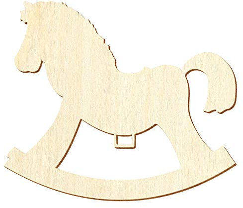 Holz Schaukelpferd V2-3-50cm Basteln Deko, Größe:14cm, Pack mit:10 Stück