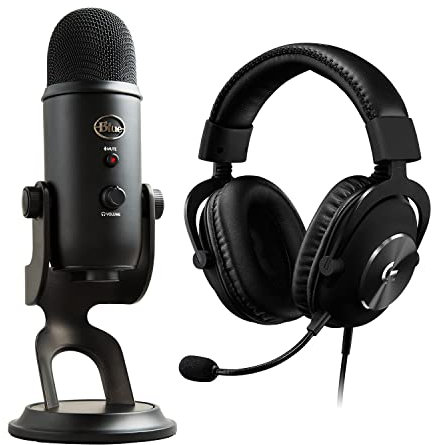 Logitech G PRO X Cuffia con Microfono per Gaming di Seconda Generazione, con Blue Voice + Blue Microphones Yeti, Microfono USB per Registrazione e Streaming su PC e Mac