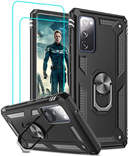 LeYi Hülle für Samsung Galaxy S20 FE 4G/5G,360 Grad Ring Halter Handy Hüllen Cover Magnetische Bumper Schutzhülle für Case Samsung Galaxy S20 FE (Fan Edition) 4G/5G Handyhülle Schwarz - 6.5 Zoll
