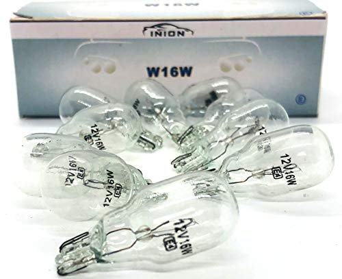 INION 10x Stück W16W W2,1x9,5d 12V Kugellampe Auto Lampen Glühlampe Autolampen Zugelassen (W16W)