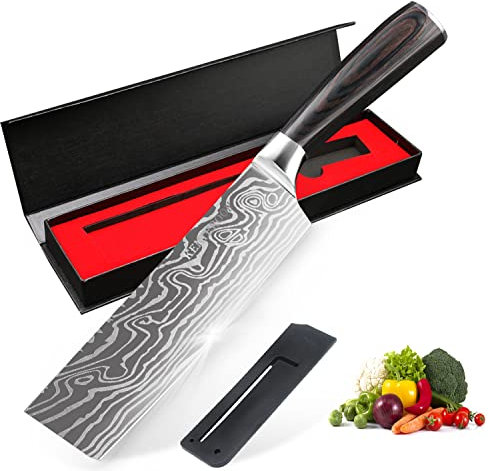 KENTROON 7 Kitchen Knives Japanese Nakiri Knife Universal Chef's Knife Fruit & Vegetable Knife Stainless Steel Blade - Ultra Sharp,Gift Box Perfect for Home and Restaurant Pro Chef