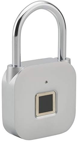 Lucchetto biometrico a impronta digitale, da esterno, arco in acciaio, 45mm, grigio satinato - THIRARD