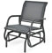 COSTWAY Garden Glider Chair, Metal Frame Armchair Swing Single Seater, Outdoor Indoor Relax Rocking Chairs for Living Room, Patio, Porch and Poolside (Grey)
