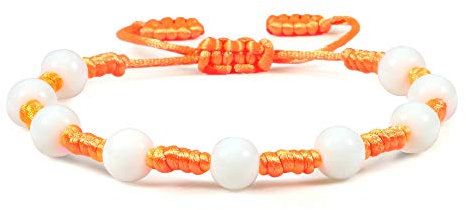 Woven Bracelet,Orange Rope With Reiki White Natural Stone Beaded Braided Adjustable Charm Bracelets Vintage Lucky Friendship Gift For Boy Girl Couples Men Women