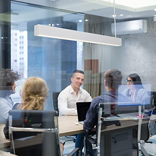 Hängelampe büro 25W 2600lm 4000K Aluminium höhenverstellbar Pendelleuchte büro LED hängeleuchte Esstisch esszimmer industrial hängelampen (Weiß)