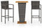 vidaXL Gartenbar Set 3-TLG. Theke Bar Tresen Gartentheke Bartisch Stehtisch Barhocker Barstuhl Gartenset Gartenmöbel Sitzgruppe Grau