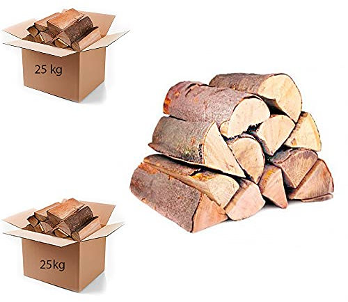 WSA 50 Kg (2 x 25kg) Brennholz Buche, Kaminholz, Grillholz, Trocken, Ofenfertig, Scheitlänge ca. 33 cm (M, braun)